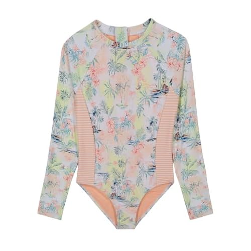 Roxy Girls Long Sleeve One-Piece Rashguard Swimsuit with UPF 50+ Sun Protection, Quick Drying Bathing Suit