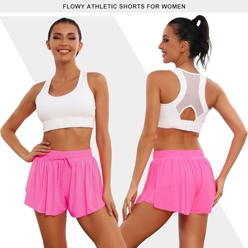 Women's 2-in-1 Athletic Shorts 3 Pack - Large Black White Pink