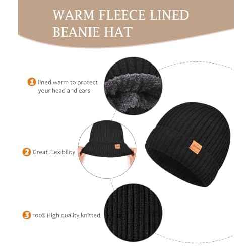 LCZTN Winter Beanie Hat and Touchscreen Gloves Set for Men and Women,Beanie Gloves Set with Warm Knit Fleece Lined
