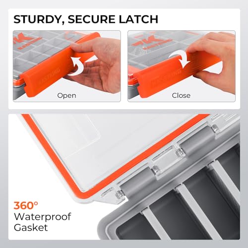 Waterproof Tackle Box with Adjustable Dividers - 3600 & 3700 Sizes, One-Pack with Compartments