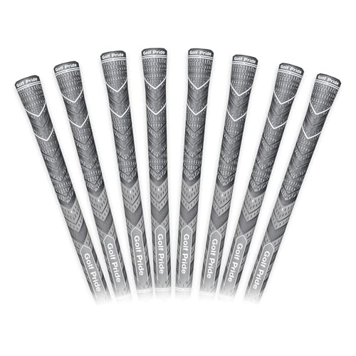 Golf Pride MCC Plus4 Golf Club Grip - All-Weather Hybrid Grip with Larger Lower Hand - Brushed Cotton Cord & Pebbled Texture - Grey