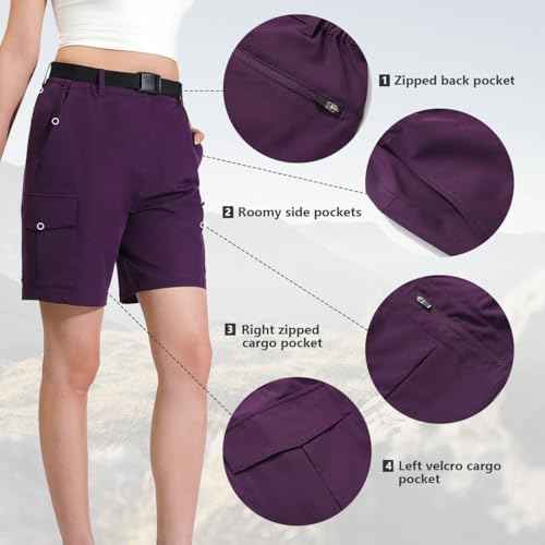 Women's 7'' Hiking Cargo Shorts with Multiple Pockets Lightweight Quick Dry Athletic Outdoor Golf Casual Summer Shorts