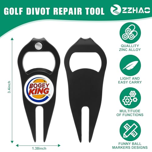 Golf Divot Tool and Ball Marker Set with Magnetic Hat Clip - Funny Gift for Men - DIVOT-KING