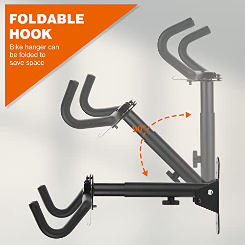 2 Pack Wall Mount Bicycle Racks for Garage Indoor Storage - Bike Wall Hooks