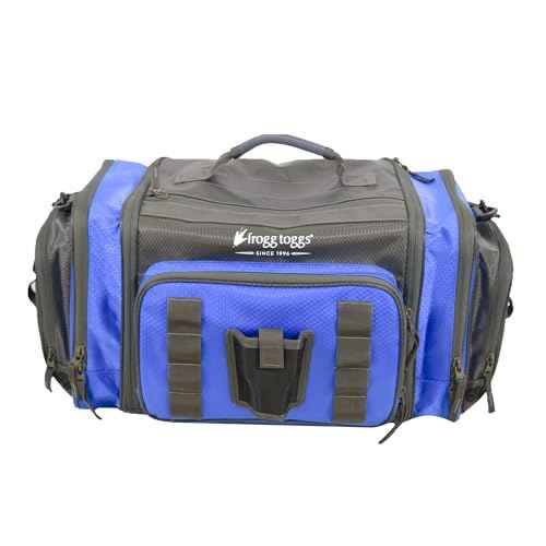 FROGG TOGGS Heavy Duty Fishing Tackle Duffle Bag, Includes Bait Trays, Blue, 3600