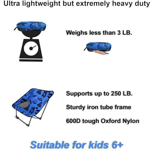 Youth and Kids Camping Chair | Ultra Lightweight, Foldable and Heavy Duty | Ideal Indoor/Outdoor Kid Chair for Camping, Beach, Sports and Lawn