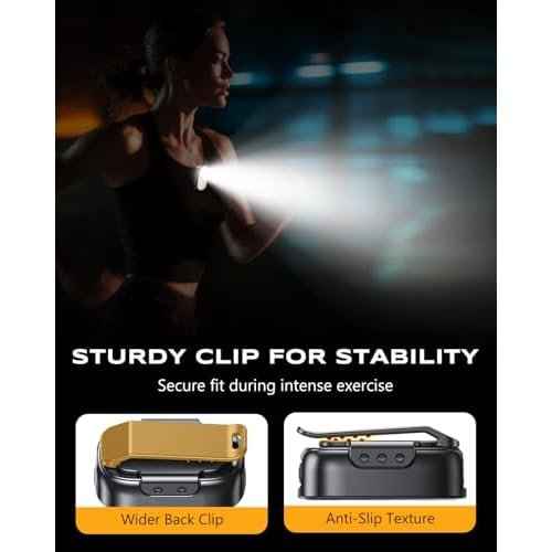 500LM Ultra Bright Mini EDC Flashlight, 10 Modes Running Lights for Runners with Spot & Flood Light, IP65 Waterproof Rechargeable Small Clip on Flashlight for Camping, Hiking, Jogging, Work