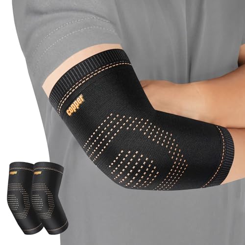 Vlela Copper Elbow Support Sleeve Medium Black for Tendonitis & Arthritis