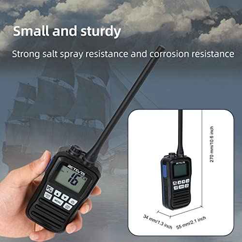 Retevis RM01 Handheld Marine Radio, Floating IP67 Waterproof, Portable Marine Two-Way Radios, NOAA Weather, International Channels, Vibration Drainage, Backlit, Boat Radio for Kayak Fishing(1 Pack)