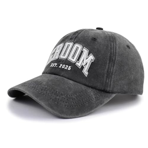 2PCS Bride and Groom Est 2025 Hats for Men Women, Funny Adjustable Embroidered Newlyweds Couples Baseball Cap