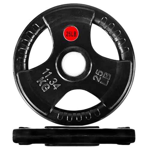 Fitvids Olympic Cast Iron 2-Inch Weight Plate for Strength Training & Weightlifting, Rubber Coated Style, Multiple Weights Available