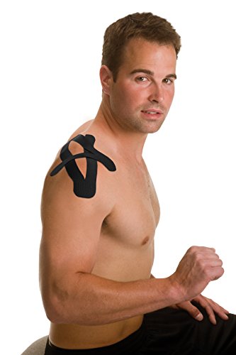 Mueller Kinesiology Tape Pre-Cut Strips Black - Water-Resistant Support