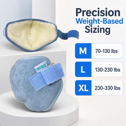 L Blue Sheepskin Elbow Pressure Sore Protector Pad for Elderly & Medical Use - 1 Pc