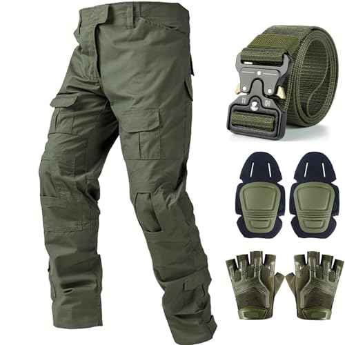 Tactical Pants,Combat Pants with Knee Pads Belt Gloves,Camo Pants for Men, Men's Military Airsoft Clothes Gear