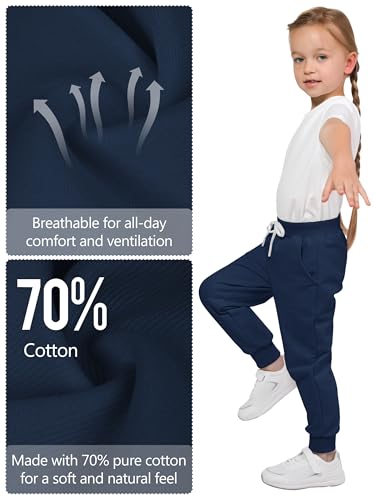 Resinta 4-Pack Toddler Girls' Active Jogger Pants - Navy, Purple, Lake Blue, Hot Pink
