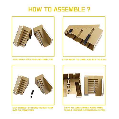 Skate Park Kit, Bigger Skate Park Kit Ramp Parts for Finger Skateboard Fingerboard Ramp Skate Park Kit Part Training Props with 3 Finger Decks 2 Finger Bike A Pair Skates Scooters