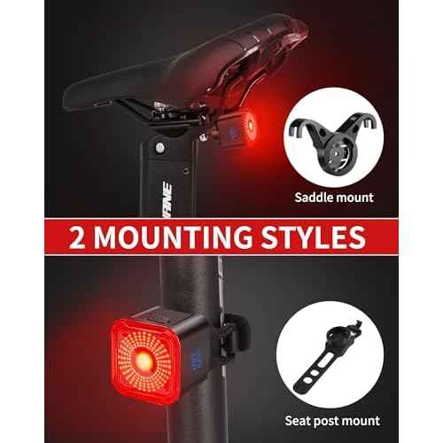 DARKBEAM Bike Tail Light with LED Display Screen, USB-C Rechargeable 6 Light Modes, IP55 Waterproof Bicycle Taillight for Night Riding, Super Bright Rear Bike Light for Road Mountain, 2 Pack