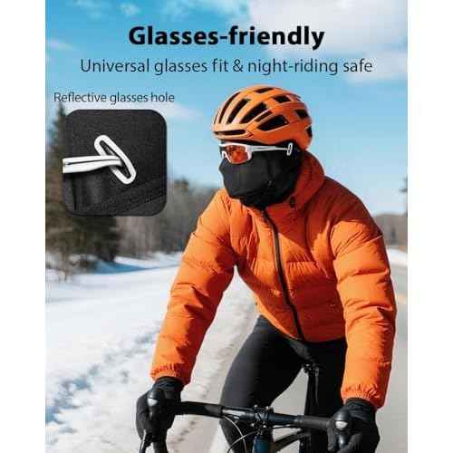 RIGWARL Winter Balaclava Ski Mask for Men Women, Windproof Thermal Fleece Face Cover with Movable Design & Glasses Holes, Warm Neck Hood Gifts for Cold Weather Skiing, Cycling, Running, Outdoor Work