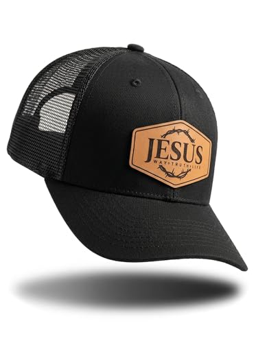 Leather Trucker Hat for Men & Women - Jesus-Black Variation