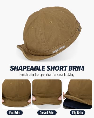 Men's Short Brim Cotton Dad Hat - Low Profile Unstructured Cap, One Size / Dy06-Black