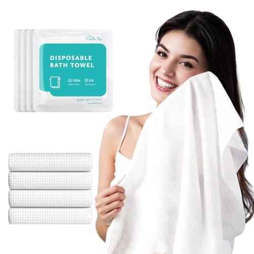 4 Pack Disposable Bath Towels Durable Large Portable Thicken Camping Towels for Travel Hotel Business Trip Swimming Pet Towels Sauna Spa Hot Spring Water Play 55''X27.5''