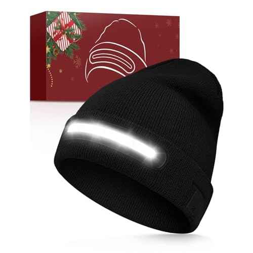 Unisex Beanie with LED Light, Stocking Stuffers Gifts for Men Dad Father Husband Him Halloween Thanksgiving
