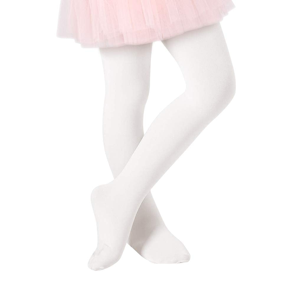 Century Star Toddler Ballet Tights White for 1-3t Girls-Soft Footed Dance Tights Leggings