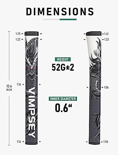 Golf Putter Grip - Black-Grey Pistol 2.0 Polyurethane Parallel Design, Lightweight