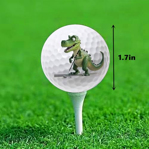 Dinosaur Pattern Colored Golf Balls - 6 Pack Fun Golf Practice Balls