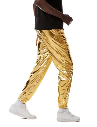 Men's Metallic Shiny Jogger Sweatpants - 70s Style Activewear