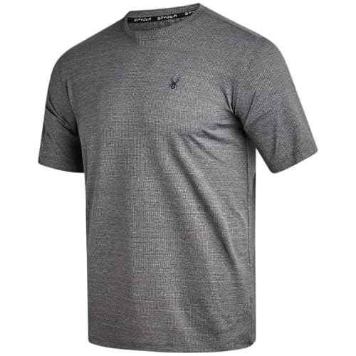 Spyder Mens Athletic Shirts - Moisture Wicking Short Sleeve Crewneck Workout Shirts for Men - Relaxed Fit Mens Shirts for Gym