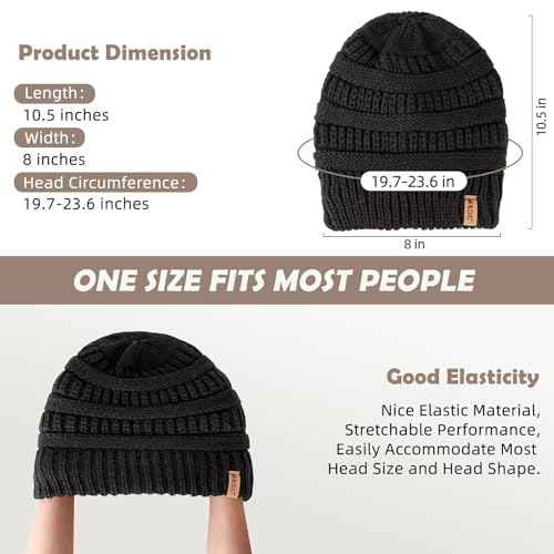 3 Pack Satin Lined Beanie for Women, Warm Slouchy Winter Hats with Silk Lined, Fashionable Oversized Cable Knit Hat Skull Cap