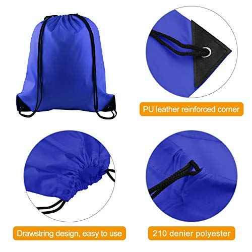KUUQA 2 Pcs Drawstring Backpack Bags Bulk Sports Cinch Sack String Backpack Storage Bags for Gym Traveling£¨Black, Blue£©