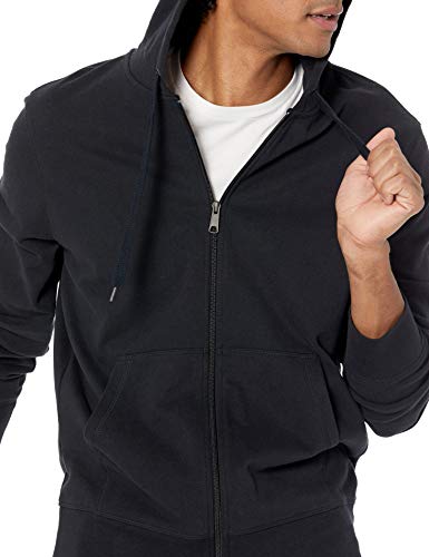 Men's Lightweight French Terry Full-Zip Hoodie - Large, Black