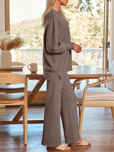 Women’s 2-Piece Lounge Sweater Set - Fall Outfit Medium Nutmeg