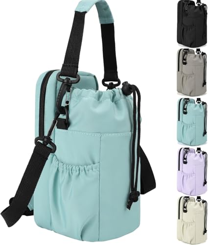Water Bottle Holder with Strap - Turquoise 32/40oz Insulated Sling Bag for Hiking & Outdoors