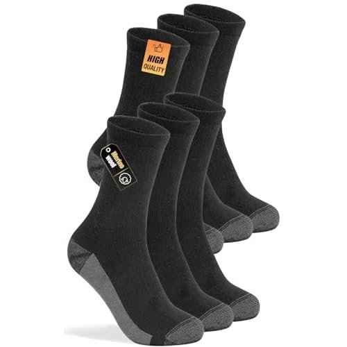 3 Pairs Men's Merino Wool Socks - Thermal Winter and Hiking Socks with Cushioned Support for Everyday Comfort