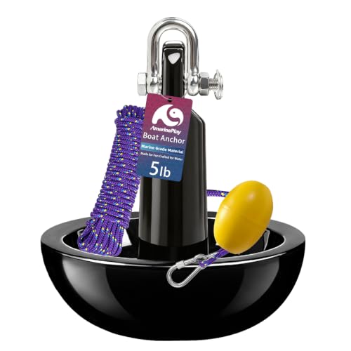 5lb Mushroom Anchor Kit for Small Boat Kayak Canoe with Rope & Accessories - Up to 8ft Watercraft