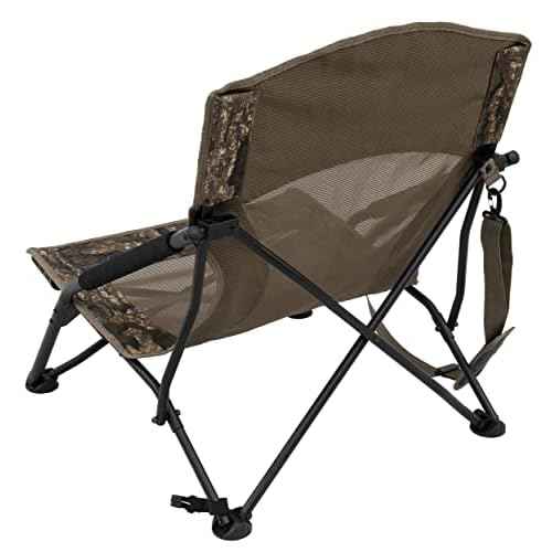 Browning Strutter Camo Turkey Hunting Chair with Foldable Low Profile Compact Design, Durable Steel Frame, and Padded Shoulder Carry Strap and Carry Bag