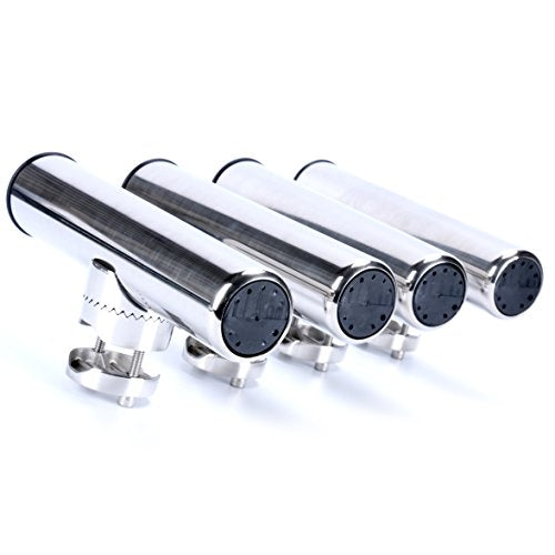 Marine Grade Stainless Steel Clamp-On Fishing Rod Holder for Rails 1"-1-1/4"