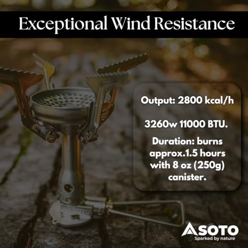 SOTO Amicus Camping Stove with Igniter, Wind-Resistant, Shockproof, Portable
