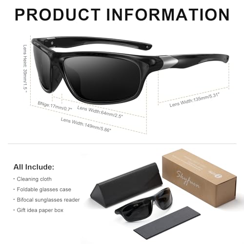 Polarized Bifocal Reading Sunglasses - Black + 2.5x - Sports & Outdoor