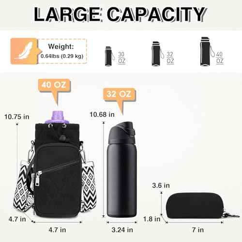 Water Bottle Carrier Bag with Strap, Water Bottle Holder Crossbody Bags for Women Men for Walking, Hiking,Cycling