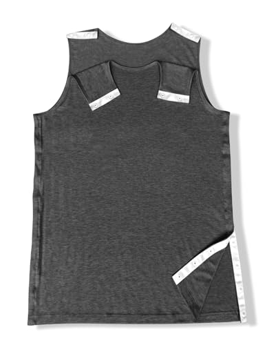 Unisex Shoulder Surgery Shirt - Snap-Access Sleeveless Tank (X-Large, Dark Grey) - Shishuyu