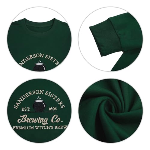Halloween Sweatshirts for Women Sanderson Sisters Embroidery Halloween Sweatshirt Hocus Pocus Crew Neck Pullover