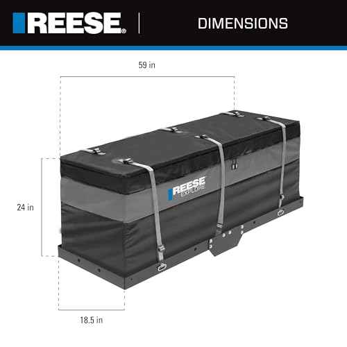 Reese Explore 63604 Amigo Hitch Mount Cargo Carrier Bag, 59 Inch x 18.5 Inch x 24 Inch, Rainproof, Fit On A Most Full-Size Hitch Mounted Cargo Carriers.