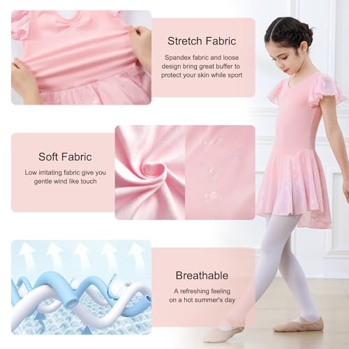 DIPUG Toddler Ballet Leotard with Butterfly Design - Pink Yarn Sleeve, 2-4T
