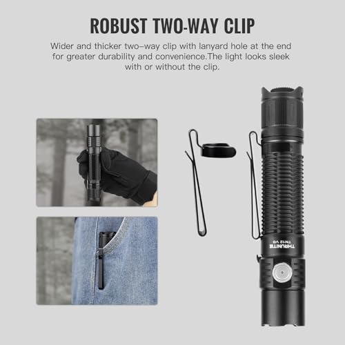 ThruNite TN12 V6 Rechargeable Tactical Flashlight Black Cool White - 1950 Lumens, 259m Beam, USB-C, Waterproof, Pocket EDC
