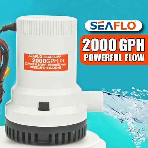 SEAFLO 01 Series 2000 GPH Bilge Pump ? 12V, 1-1/8" Outlet, Marine Submersible Pump with Anti-Airlock Protection, CE & Rohs Certified, 4-Year Warranty | Reliable for Boats and Marine Applications