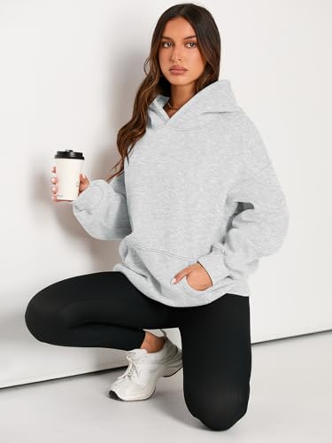 EFAN Women's Oversized Grey Fleece Hoodie Sweatshirt Medium